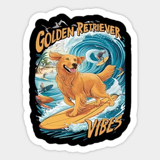 Golden Retriever Surfing Paradise Sticker